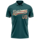 Custom Midnight Green Vintage USA Flag-Cream Performance Vapor Golf Polo Shirt - Image 2