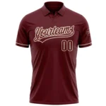 Custom Burgundy Cream Performance Vapor Golf Polo Shirt - Image 2