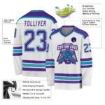Custom White Purple-Teal So Cool Hockey Jersey - Image 3