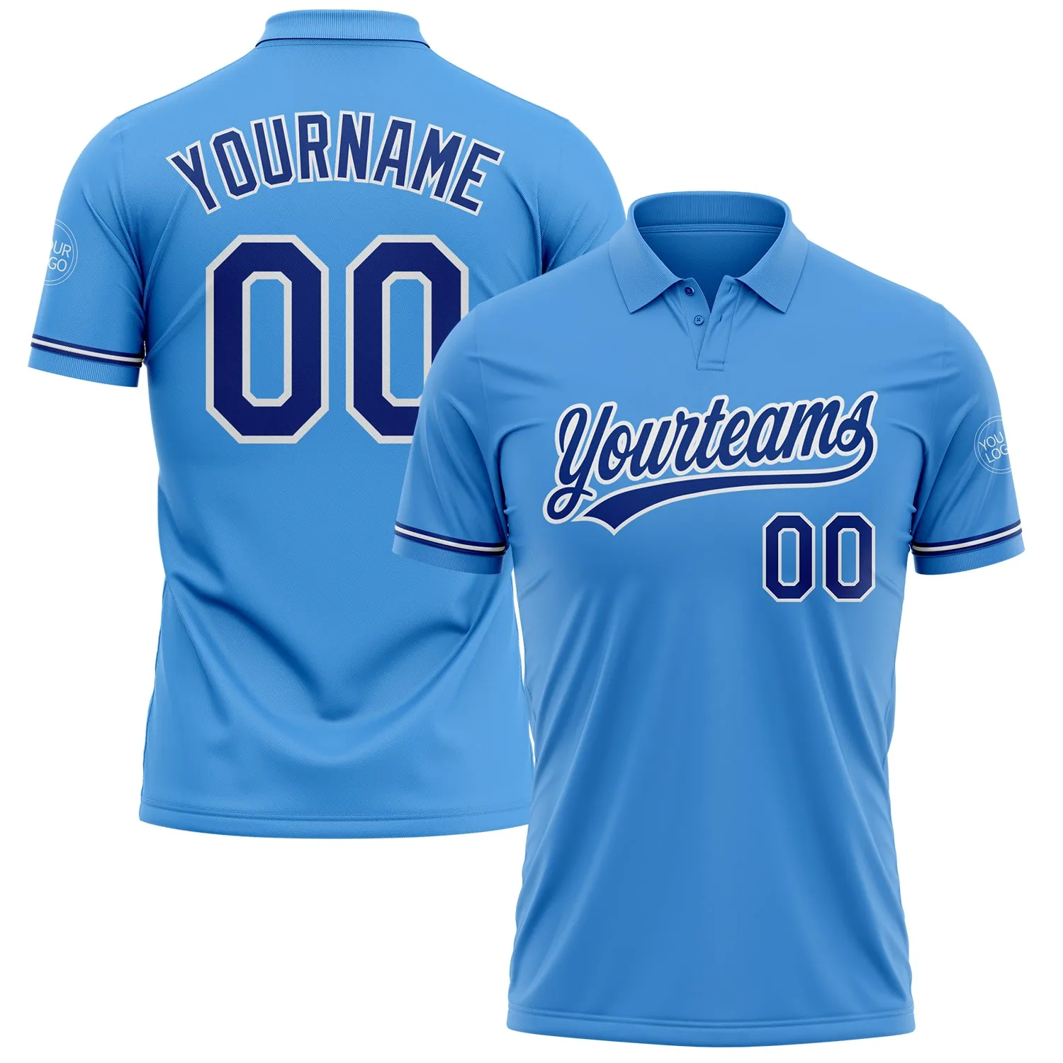 5fd3857be6db2abe655c2ba236aac633b89a53f331efc4d3ae2b595258f6feb3.webp Custom Powder Blue Royal-White Performance Vapor Golf Polo Shirt - Image 1