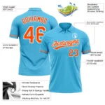 Custom Sky Blue Orange-White Performance Vapor Golf Polo Shirt - Image 3