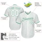 Personalized Baseball Jerseys - Unique Gifts For Baseball Fans - Pinstripe White Green - St. Patrick's Day Outfit For Baseball Fan - Image 2