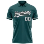 Custom Midnight Green White-Black Performance Vapor Golf Polo Shirt - Image 2