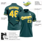 Custom Midnight Green Yellow-White Performance Vapor Golf Polo Shirt - Image 3
