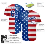 Custom Royal White-Red American Flag Fashion Authentic Baseball Jersey - Image 2
