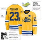 Custom Gold Royal-White So Cool Hockey Jersey - Image 2