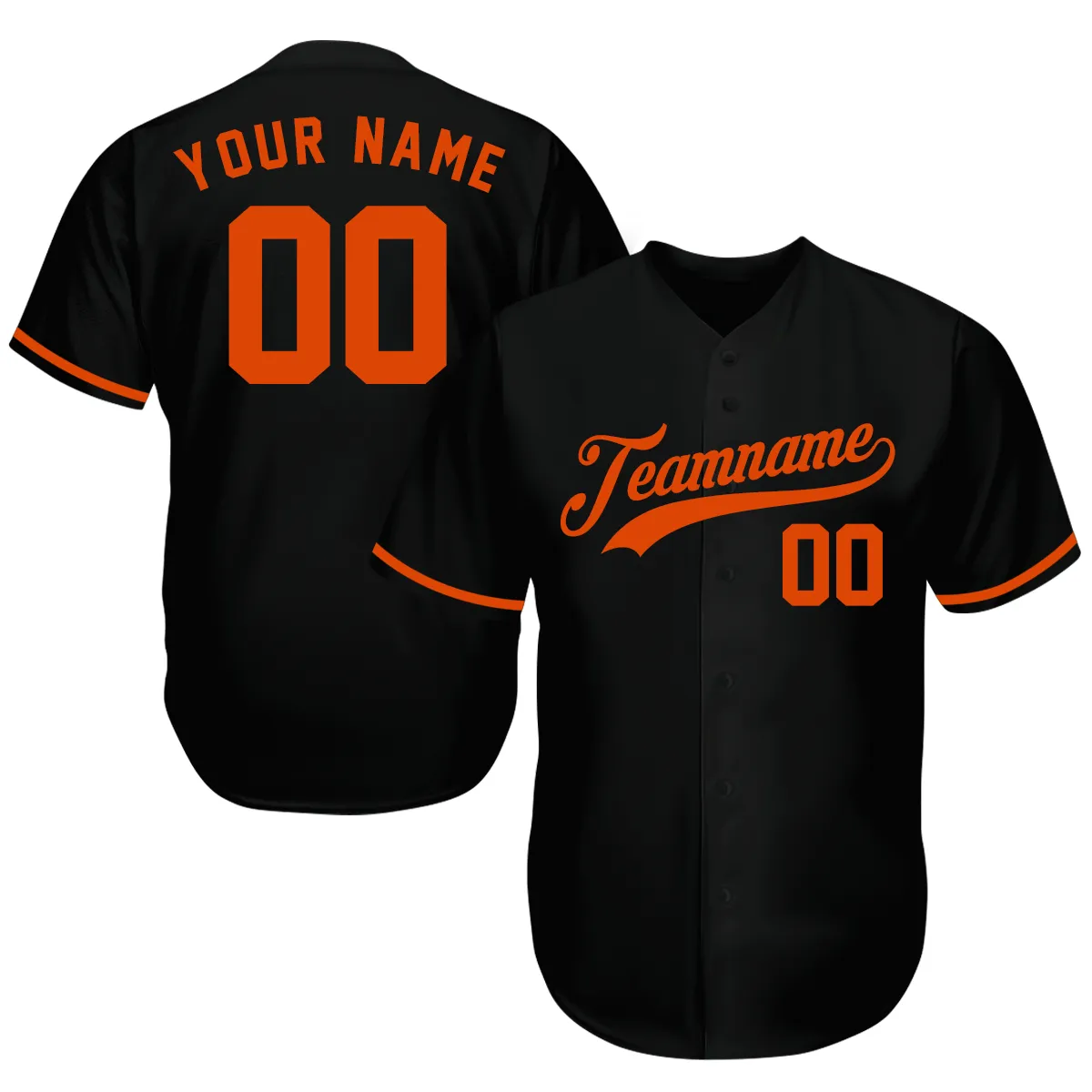 6545eb8807aac9e3a43774c12454fcafa01d397d644388ad74cf3ae8f6c9ebe3.webp Customize Baseball Jersey - Gifts For Baseball Fan - Black Orange - Fathers Day Gifts For Baseball Dads - Image 1
