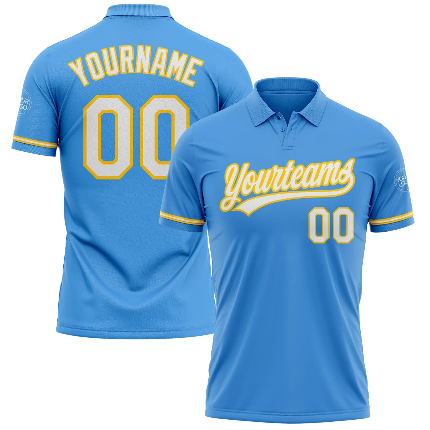 65bd02beb7eebb5654ba936a378c69e588d6f5a240396bbdb1cebaf4b3db1eeb.webp Custom Powder Blue White-Yellow Performance Vapor Golf Polo Shirt - Image 1