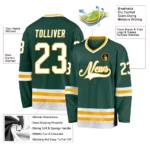 Custom Green White-Gold Hockey Jersey - Image 2