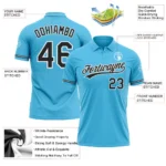 Custom Sky Blue Black-White Performance Vapor Golf Polo Shirt - Image 3