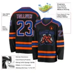 Custom Black Royal White-Orange Hockey Jersey - Image 3