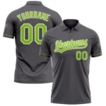 Custom Steel Gray Neon Green-White Performance Vapor Golf Polo Shirt