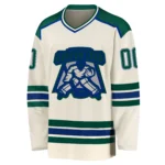 Custom Cream Green-Royal So Cool Hockey Jersey - Image 2