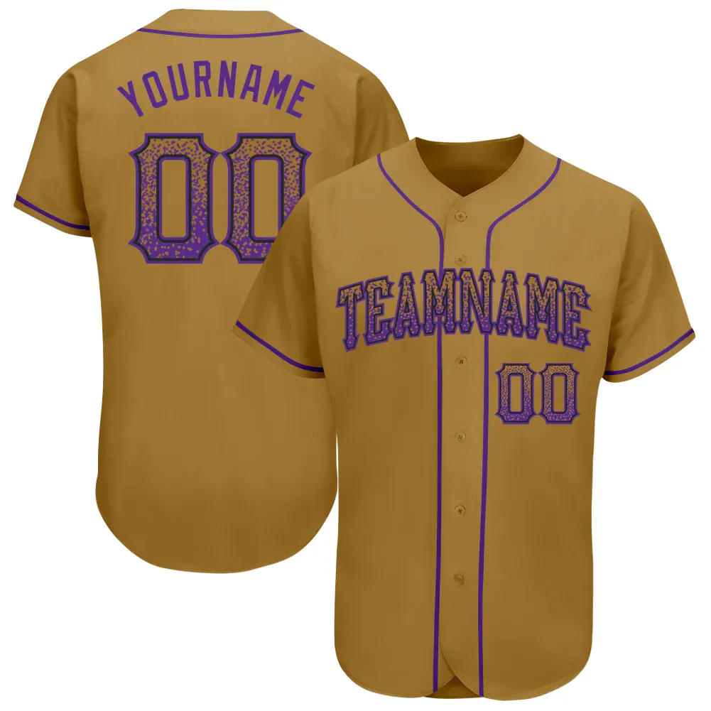 770e33cd80454242c0d28a86efc625a27dd76ad2f2bd84dc2c0fe8738afb25ee.webp Custom Old Gold Purple-Black Authentic Drift Fashion Baseball Jersey - Image 1