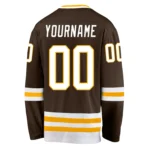Custom Brown White-Gold Hockey Jersey - Image 3