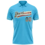 Custom Sky Blue Vintage USA Flag-Cream Performance Vapor Golf Polo Shirt - Image 2