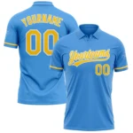 Custom Powder Blue Yellow-White Performance Vapor Golf Polo Shirt