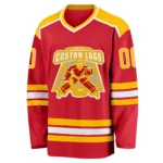 Custom Red Gold-White Hockey Jersey - Image 2