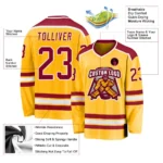 Custom Gold Maroon-White Hockey Jersey - Image 3