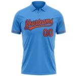 Custom Powder Blue Orange-Royal Performance Vapor Golf Polo Shirt - Image 2