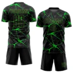Custom Black Neon Green Sublimation Soccer Uniform Jersey - Image 2