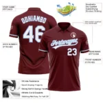 Custom Burgundy White-Light Blue Performance Vapor Golf Polo Shirt - Image 3