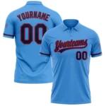 Custom Powder Blue Navy-Red Performance Vapor Golf Polo Shirt
