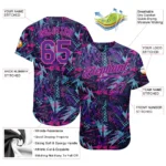 Custom Graffiti Pattern Purple-Pink 3D Creative Geometric Figures And Dots Authentic Baseball Jersey - Image 2