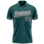 Custom Midnight Green Steel Gray-White Performance Vapor Golf Polo Shirt - Image 2