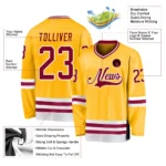 Custom Gold Maroon-White So Cool Hockey Jersey - Image 2