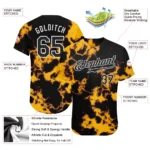 Custom Tie Dye Black-White 3D Authentic Baseball Jersey - Image 2