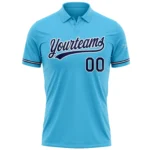 Custom Sky Blue Navy-White Performance Vapor Golf Polo Shirt - Image 2