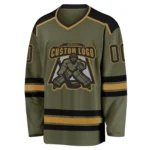 Custom Olive Black-Old Gold Salute To Service So Cool Hockey Jersey - Image 2