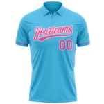 Custom Sky Blue Pink-White Performance Vapor Golf Polo Shirt - Image 2