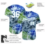 Custom Tie Dye White-Light Blue 3D Authentic Baseball Jersey - Image 2
