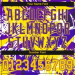 Custom Graffiti Pattern Gold-Purple 3D Authentic Baseball Jersey - Image 4