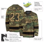 Custom Camo Old Gold-Black Salute To Service Hockey Jersey - Image 2