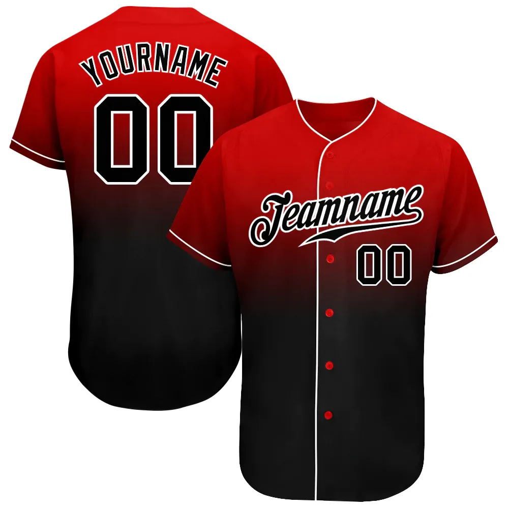 a3a5bf993a34242617a0fa549b9438c89688192582420bda608c8adf9968d062.webp Custom Red Black-White Authentic Fade Fashion Baseball Jersey - Image 1