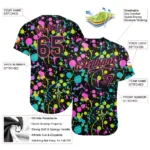Custom Graffiti Pattern Red-Gold 3D Colorful Splattered Messy Art Ink Paintbrush Drawing Authentic Baseball Jersey - Image 2