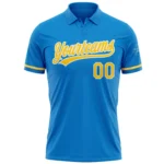 Custom Blue Yellow-White Performance Vapor Golf Polo Shirt - Image 2