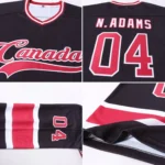 Custom Black Maroon-White Hockey Jersey - Image 5