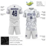 Custom White Navy Sublimation Soccer Uniform Jersey - Image 3