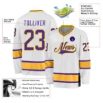 Custom White Purple-Gold So Cool Hockey Jersey - Image 2