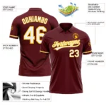 Custom Burgundy White-Yellow Performance Vapor Golf Polo Shirt - Image 3