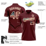 Custom Burgundy Vintage USA Flag-Cream Performance Vapor Golf Polo Shirt - Image 3