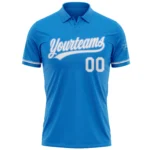 Custom Blue White-Light Blue Performance Vapor Golf Polo Shirt - Image 2