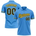 Custom Powder Blue Black-Yellow Performance Vapor Golf Polo Shirt
