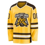 Custom Gold Brown-White So Cool Hockey Jersey - Image 2
