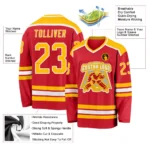 Custom Red Gold-White Hockey Jersey - Image 3