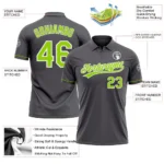 Custom Steel Gray Neon Green-White Performance Vapor Golf Polo Shirt - Image 3